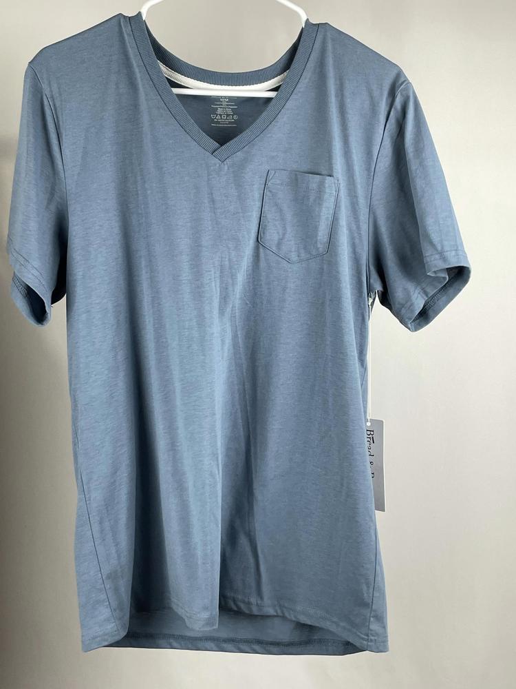 Bread & Boxers Men Jersey V Neck T-Shirt Blue Medium